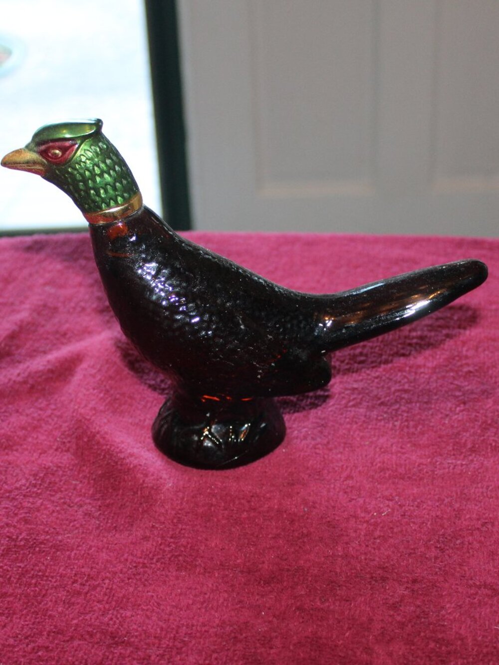 Vintage 1970s Avon Ringneck Pheasant glass decanter for men's aftershave